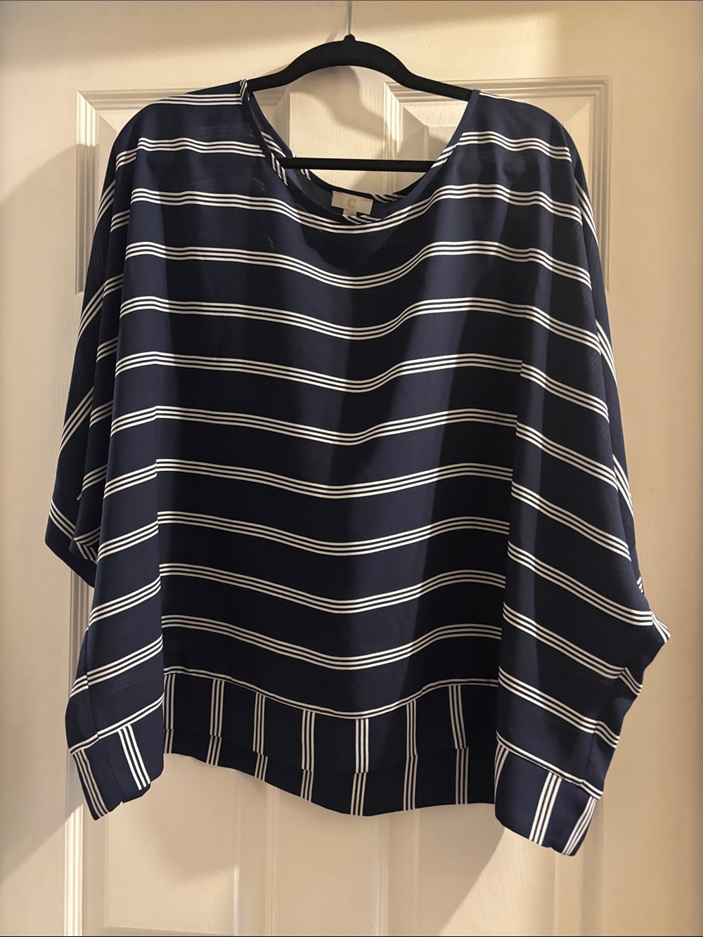 C Navy and White Striped Dolman Sleeve Tunic